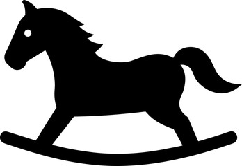 A Rocking Horse Clean Vector Silhouette Solid Black
