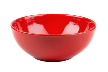 a red bowl with a white background