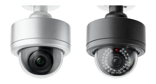 Security Cameras with Different Designs on Transparent Background for Stock Use
