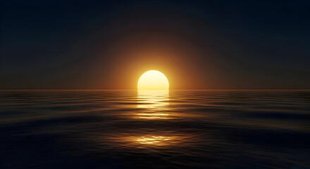 Sunset Over the Ocean Horizon at Twilight