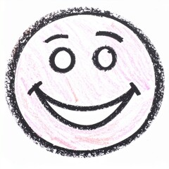 Happy face sketch. Pink shading, black outlines. Joyful, simple drawing. Light background