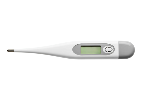 White digital thermometer isolated on transparent background