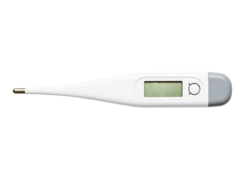 White digital thermometer isolated on transparent background
