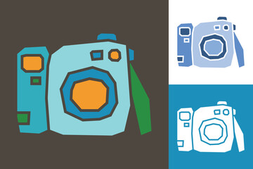 Polaroid Camera Colored Filled Icon made in Cutout and Flat Design in Three Color Style