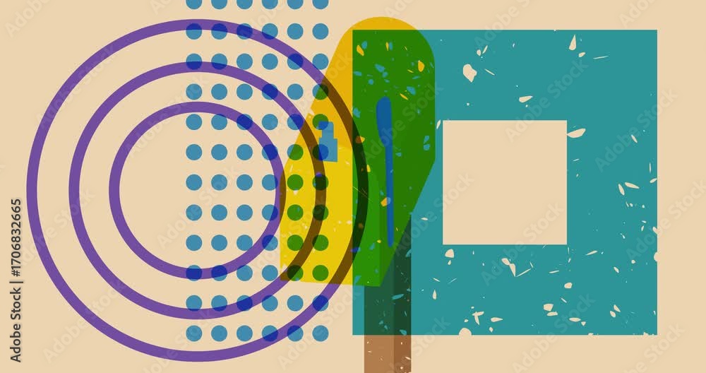 Aufkleber risograph mailbox with geometric shapes animation. moving object in trendy riso graph design video.