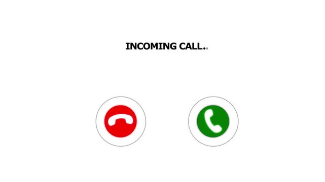 Incoming call ring icon white background Screen Animation of phone call Incoming call phone icon you receive the message animated, Incoming call ring icon on a background.