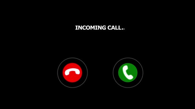 Incoming call ring icon background black Screen Animation of phone call Incoming call phone icon you receive the message animated, Incoming call ring icon on a background.