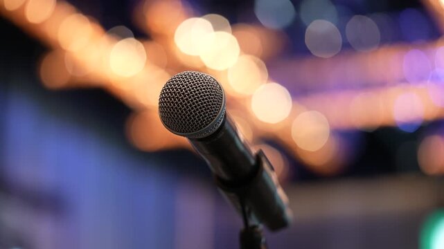Standing microphone in the hall