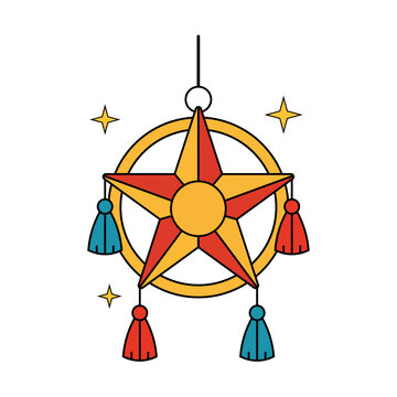 Philippine parol lantern illustration in bright star shape with festive colors, a traditional Christmas decoration symbol perfect for holiday and cultural design projects.