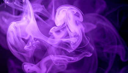 Purple Smoke's Enigmatic Dance: A captivating visual of flowing purple smoke, its ethereal forms twisting and swirling against a dark backdrop, creating a sense of mystery and wonder.