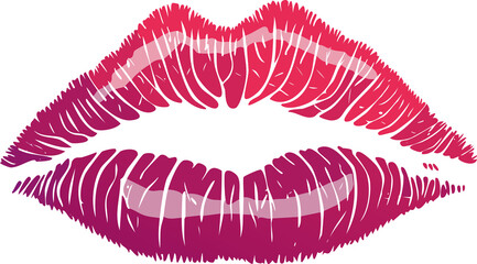 Cartoon vector illustration red lipstick logo kiss imprint mark isolated on white background. Romantic element for love, Valentine’s or beauty design elements