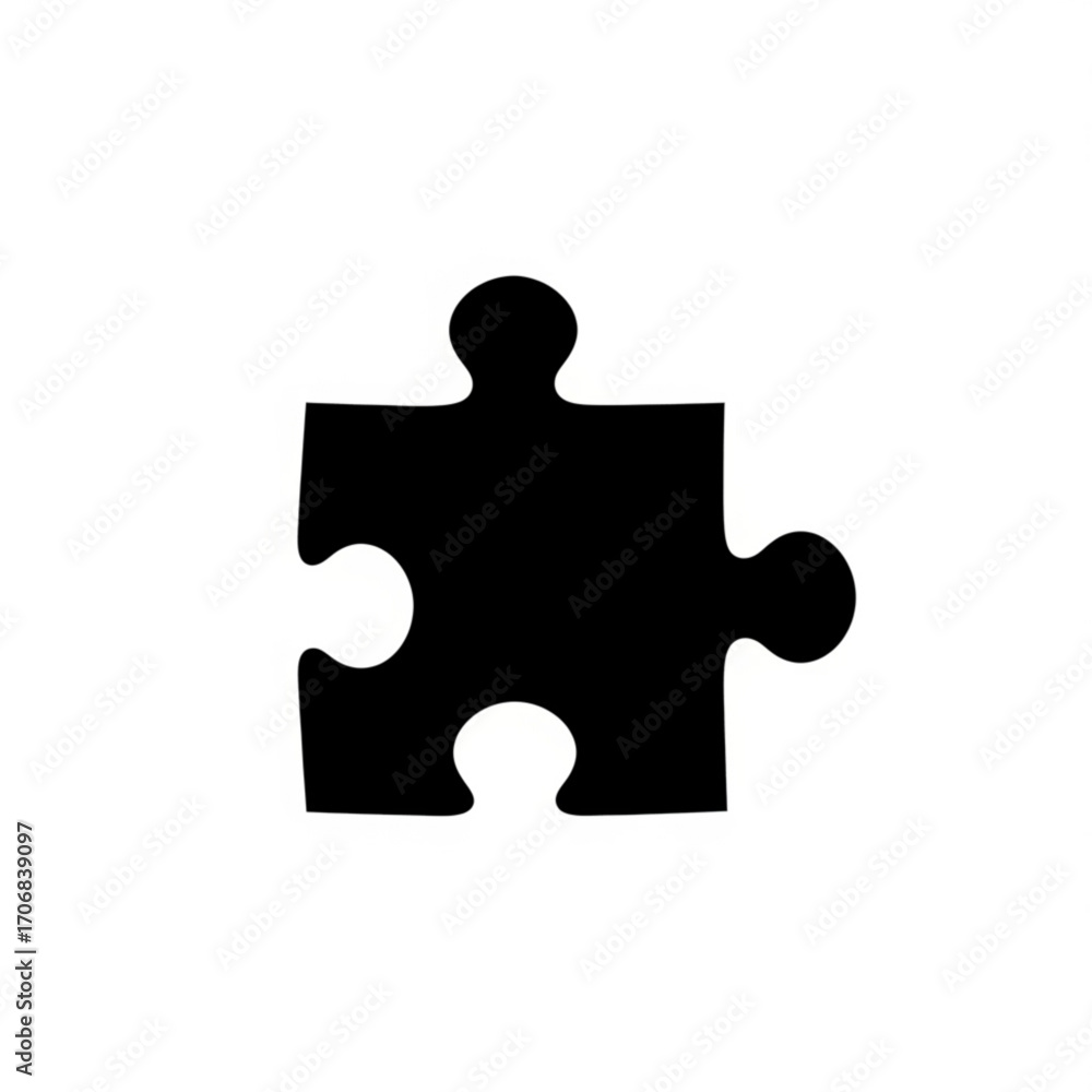 Poster isolated black jigsaw puzzle piece on a white background representing connection and problem solving