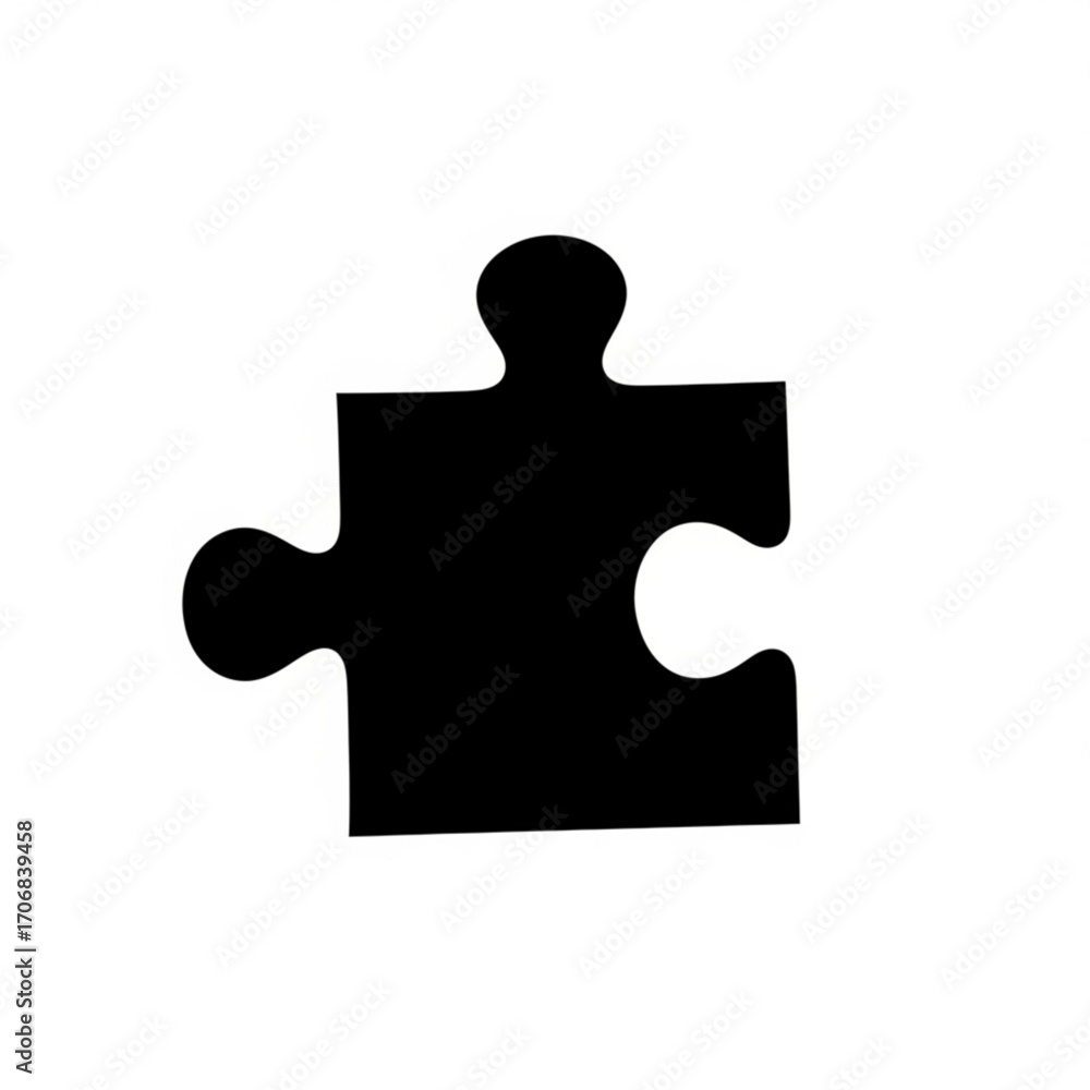 Poster a single black puzzle piece isolated on a white background creating a simple and minimalist design e