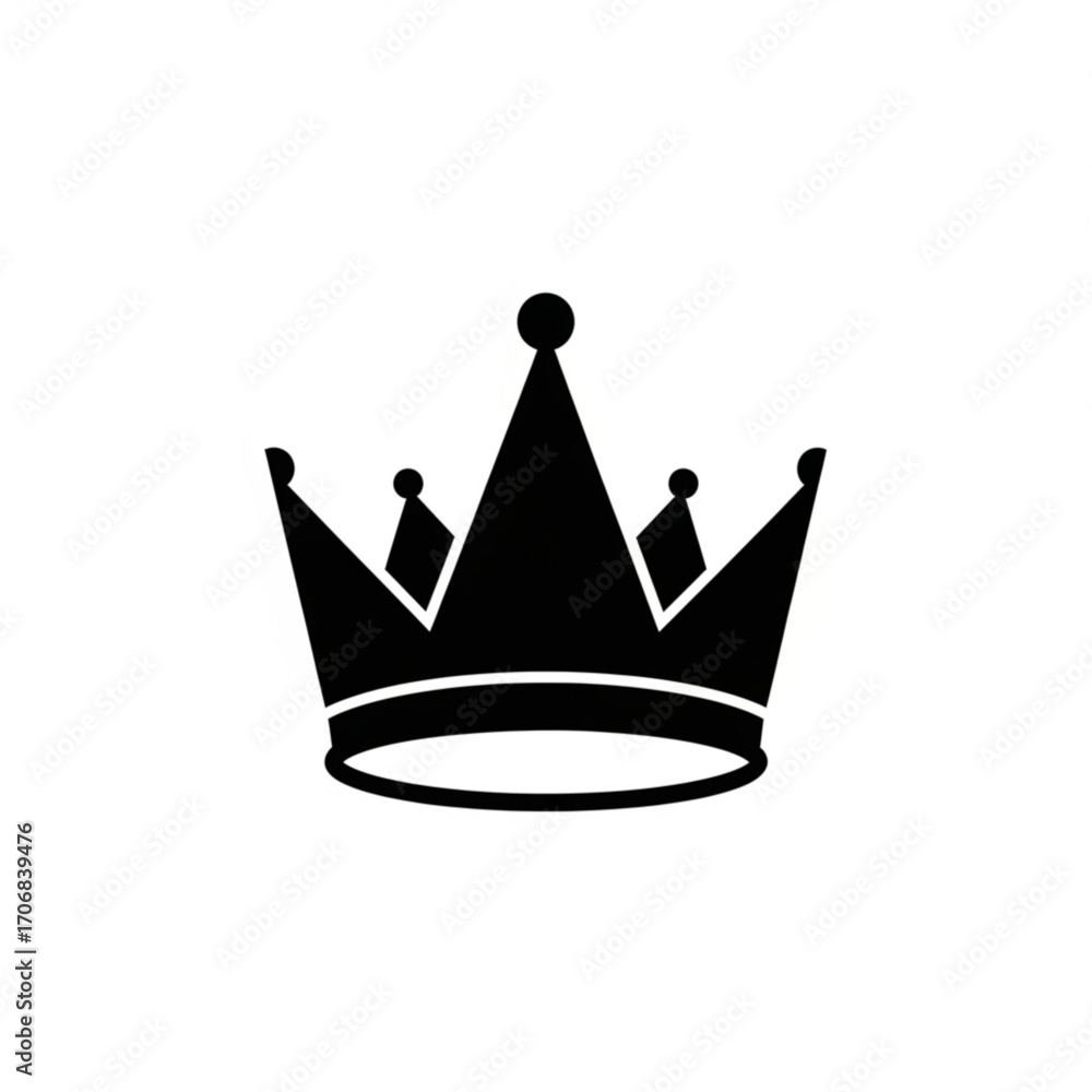 Poster a regal black crown with pointed peaks and a rounded base isolated on a white background design elem