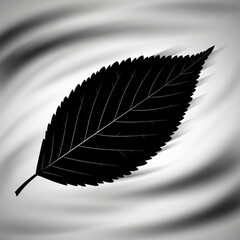 A detailed monochrome leaf with prominent veins set against a swirling gradient background design element created with generative ai