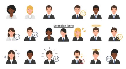 Selection icons business avatar portraits isolated PNG with Transparent Background