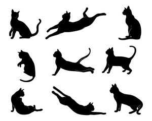 set of cats silhouettes