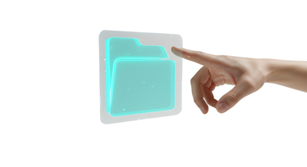 Hand interacting with a folder interface isolated PNG with Transparent Background