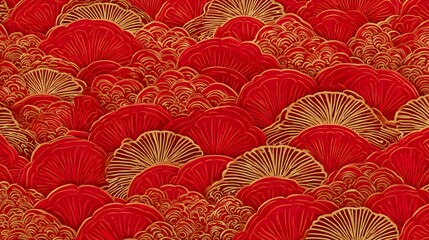 Red Chinese traditional seamless pattern design. Oriental style background for Happy new year or holiday
