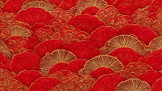 Red Chinese traditional seamless pattern design. Oriental style background for Happy new year or holiday
