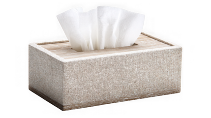 Decorative tissue box dispenser with soft facial tissues for home and office use transparent background