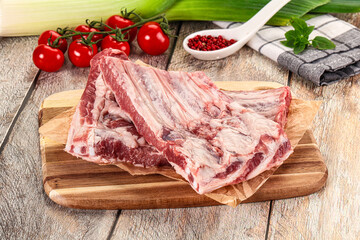 Raw pork ribs for cooking
