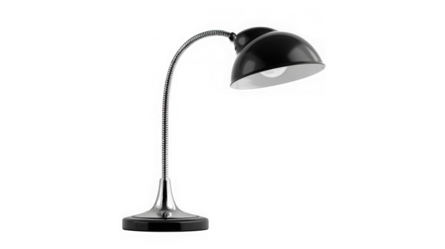 Adjustable gooseneck desk lamp with bright halogen bulb for task lighting transparent background