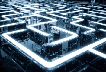 Abstract Reflective Neon  Intricate Light Patterns