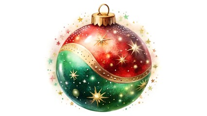 Red and Green Christmas Ornament with Stars bauble.