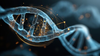 A mesmerizing visualization of DNA strands, depicting the intricate structure and genetic information in a futuristic style.