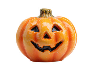 Decorative carved Halloween pumpkin isolated on white background. 