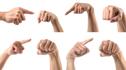 Various hands showing pointing and fist gestures