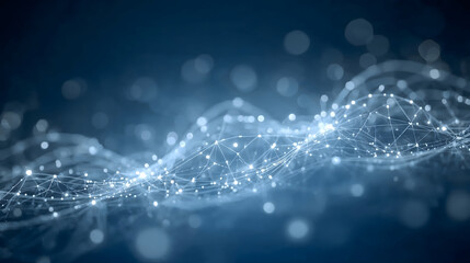 futuristic blue background with abstract bokeh lights and glowing technology connected web network wallpaper background