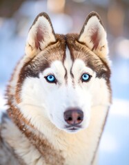 Husky portrait in winter