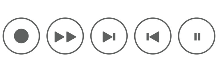 Stop, play, pause, rewind, fast forward icon. Media player button icons set. vector eps 10 © Daishin