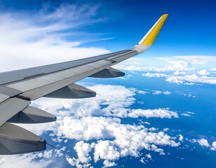 Fototapeta premium Airplane wing over clouds (1)