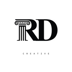 RD Law Prime Monogram Logo Design Classic Column & Legal Symbol