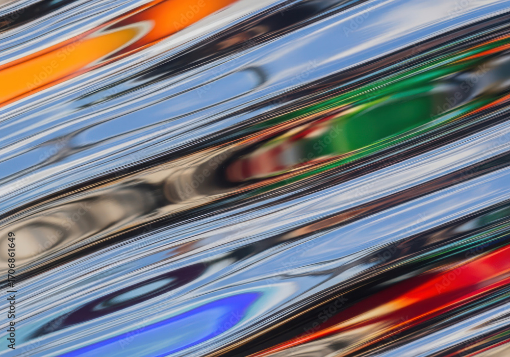 Poster abstract diagonal lines with vibrant colors and fluid reflections