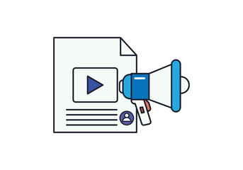 Promoting video content with a megaphone,transparent on white background