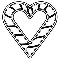 A black silhouette of a candy cane heart