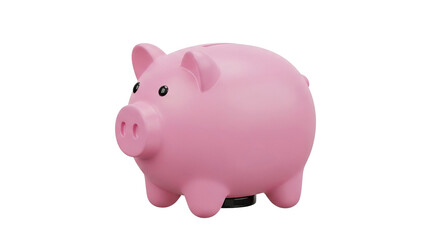 Classic pink piggy bank for savings and finance concepts isolated on a Transparent Background