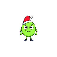 cartoon lime on christmas hat art vector 