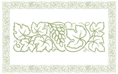 Intricate vine frame pattern design featuring lush leaves in a graceful arrangement showcasing fine line art details