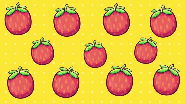 strawberry fruit animation background seamless repeating loop