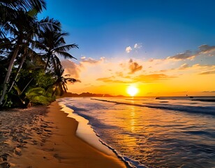 Tropical sunset beach scene (6)