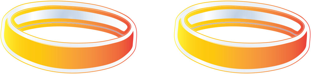 Abstract geometric ring shape with vibrant color accents isolated on white background