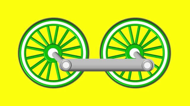 Animation of a train wheel turning | loop mp4 | greenscreen