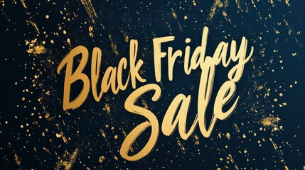 Elegant black friday sale banner with golden calligraphy on dark background for marketing promotion
