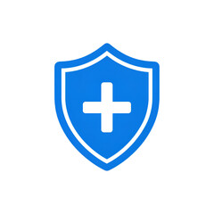 Obraz premium A blue shield icon featuring a medical cross symbolizing protection and healthcare services in a digital format.