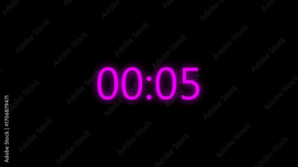 Poster digital timer displaying 0 second and 20 second in neon pink.